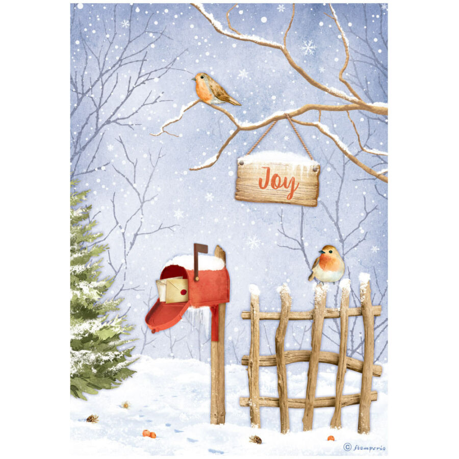 Reispapier A4 - Winter Valley - Joy birds - Bastelschachtel