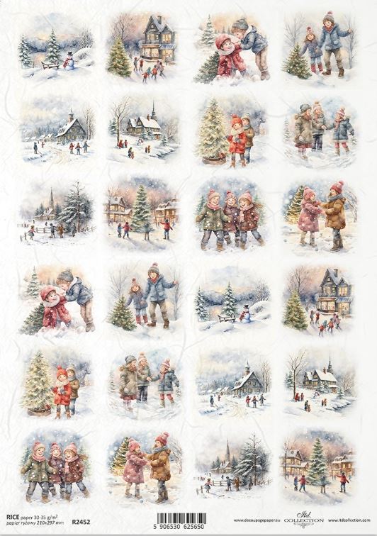 Reispapier A4 - Winterspiele - Bastelschachtel