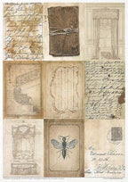 Reispapier Kreativ Set- Old Diary - Bastelschachtel