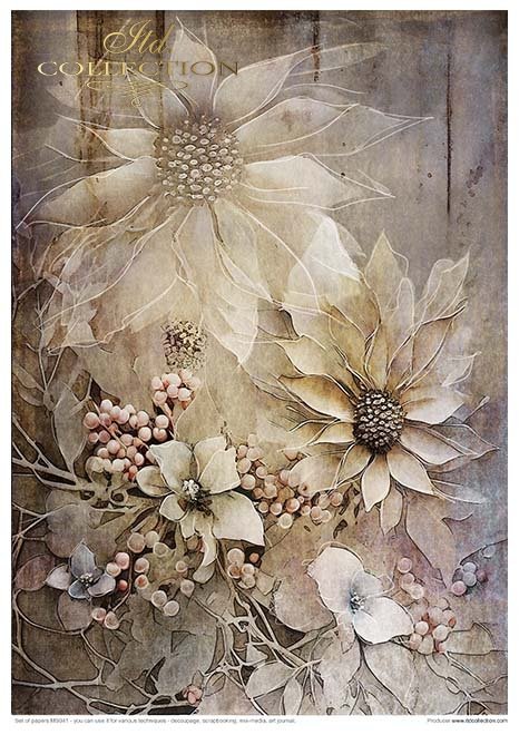 Reispapier Kreativ Set- Winter Bouquet - Bastelschachtel