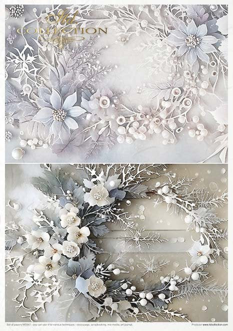Reispapier Kreativ Set- Winter Bouquet - Bastelschachtel