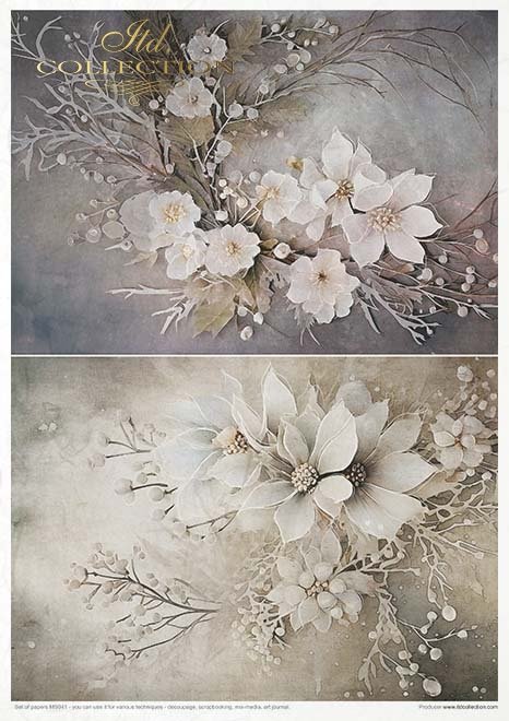 Reispapier Kreativ Set- Winter Bouquet - Bastelschachtel