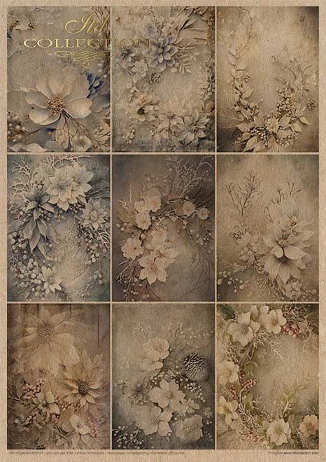 Reispapier Kreativ Set- Winter Bouquet - Bastelschachtel