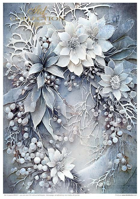 Reispapier Kreativ Set- Winter Bouquet - Bastelschachtel