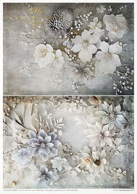 Reispapier Kreativ Set- Winter Bouquet - Bastelschachtel