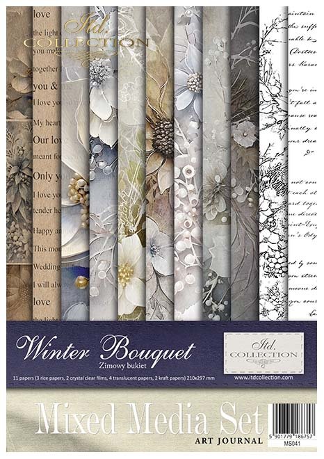 Reispapier Kreativ Set- Winter Bouquet - Bastelschachtel
