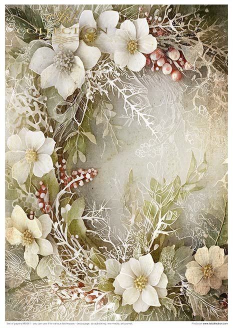 Reispapier Kreativ Set- Winter Bouquet - Bastelschachtel