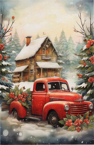 Reispapier A4 - Christmas truck