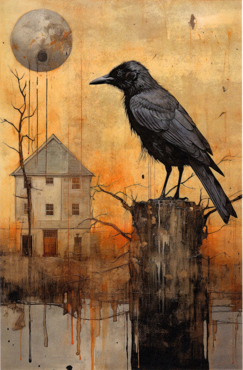 Reispapier A4 - Halloween raven