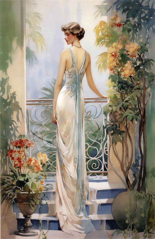 Reispapier A4 - Lady on balcony