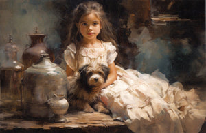 Kleines Mädchen mit einem Hund