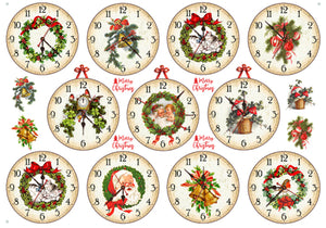 Reispapier 32x45cm - Christmas clocks
