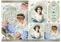 Reispapier 32x45cm - Lady with hydrangeas - Bastelschachtel - Reispapier A3 - 45974AC
