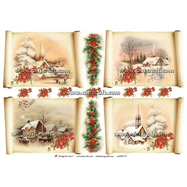 Reispapier 32x45cm - Winter landscape parchment