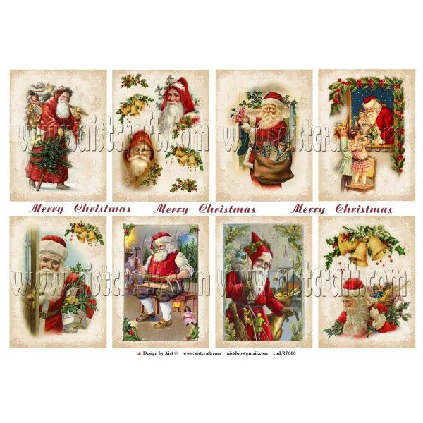 Reispapier 32x45cm - Merry christmas Santa