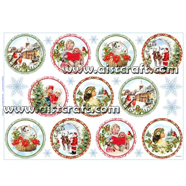 Reispapier 32x45cm -  Winter rounds