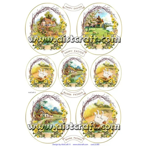 Reispapier A4 - Easter at the farm