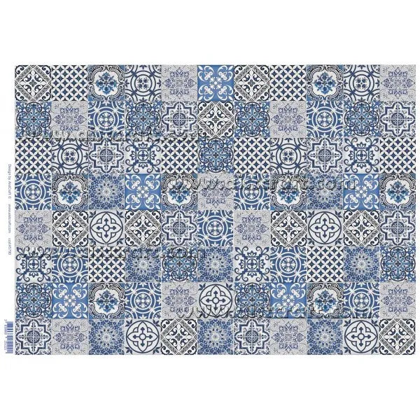 Reispapier 32x45cm - Piastrelle blu