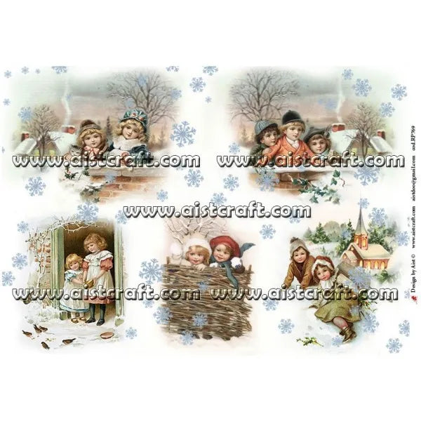 Reispapier A4 - Winter children