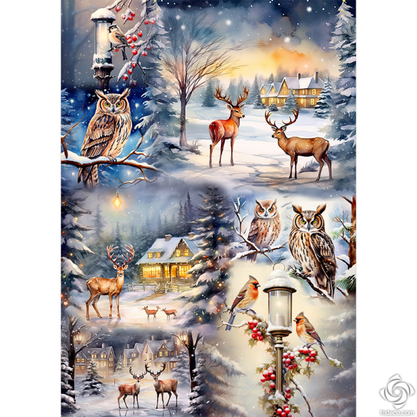 Frillit Rice Paper Napkins - A4 - Fpr-K142 - Winter In The Nature