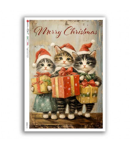 Reispapier Katze Weihnachten A5 oder A4