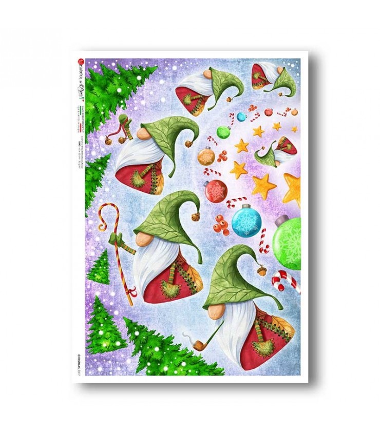 Reispapier - Merry Christmas lustige Wichtel  A5