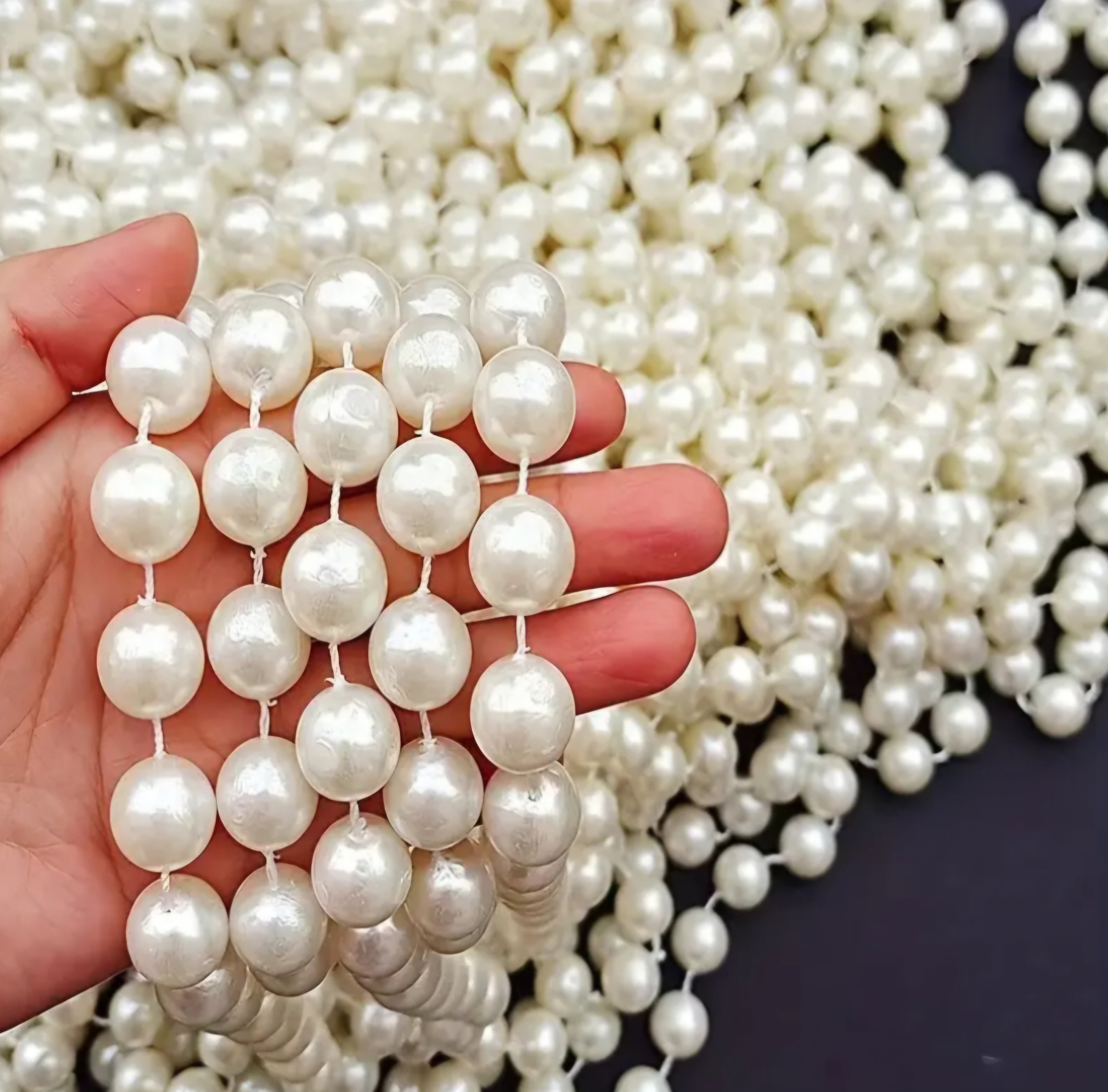 Perlenkette Elfenbein – 8 mm, aufgefädelt (500 g)