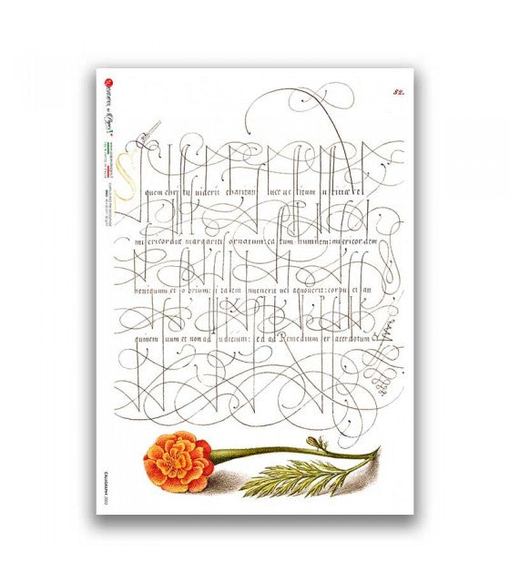 Reispapier Kalligraphie  Lilie A5 oder A4