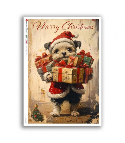 Reispapier Hund Weihnachten A5 oder A4