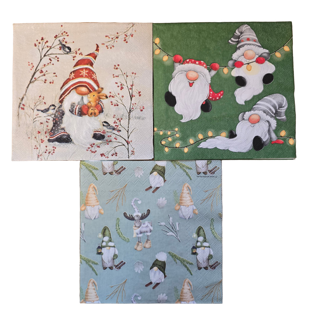 Servietten Set mit Decoupage-Kleber - Wichtelset Weihnachten