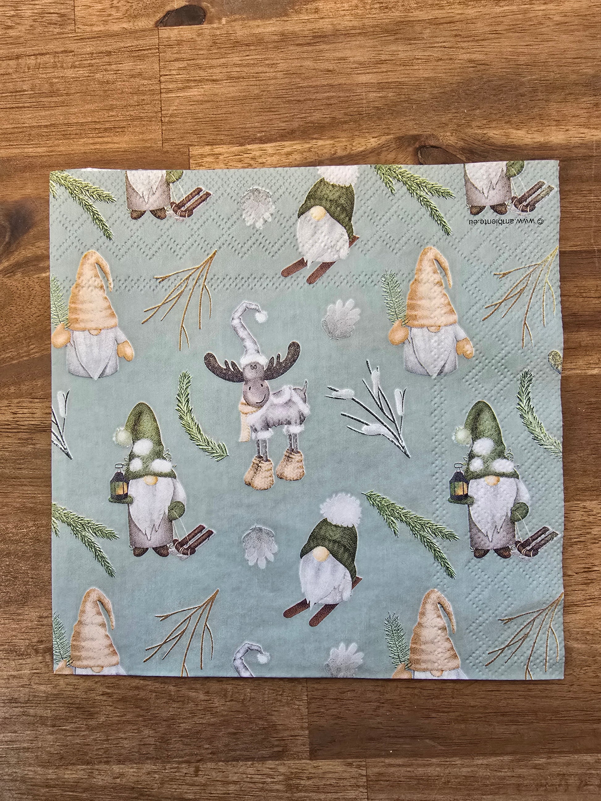 Servietten Set mit Decoupage-Kleber - Wichtelset Weihnachten