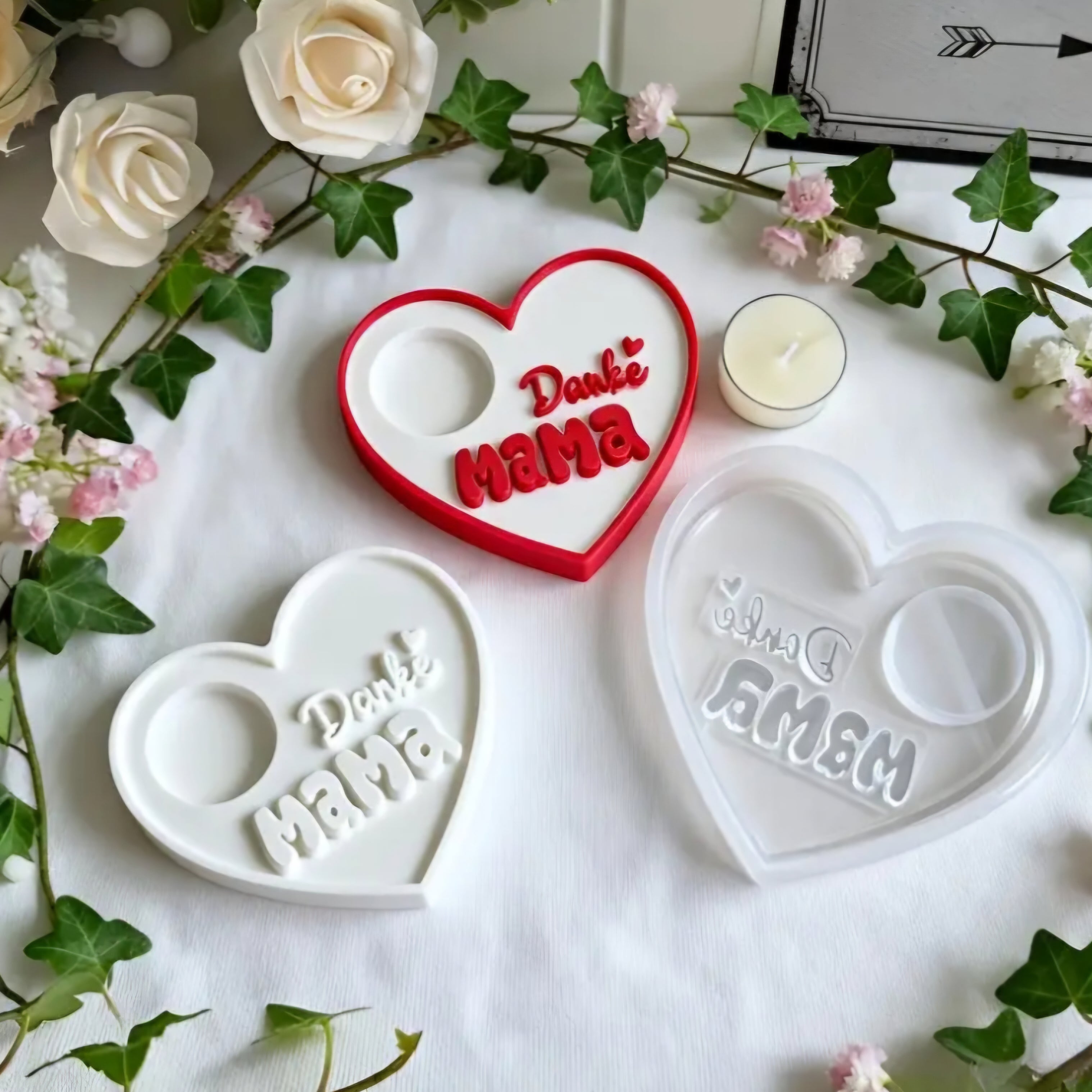 Silikonform - danke Mama Teelichthalter