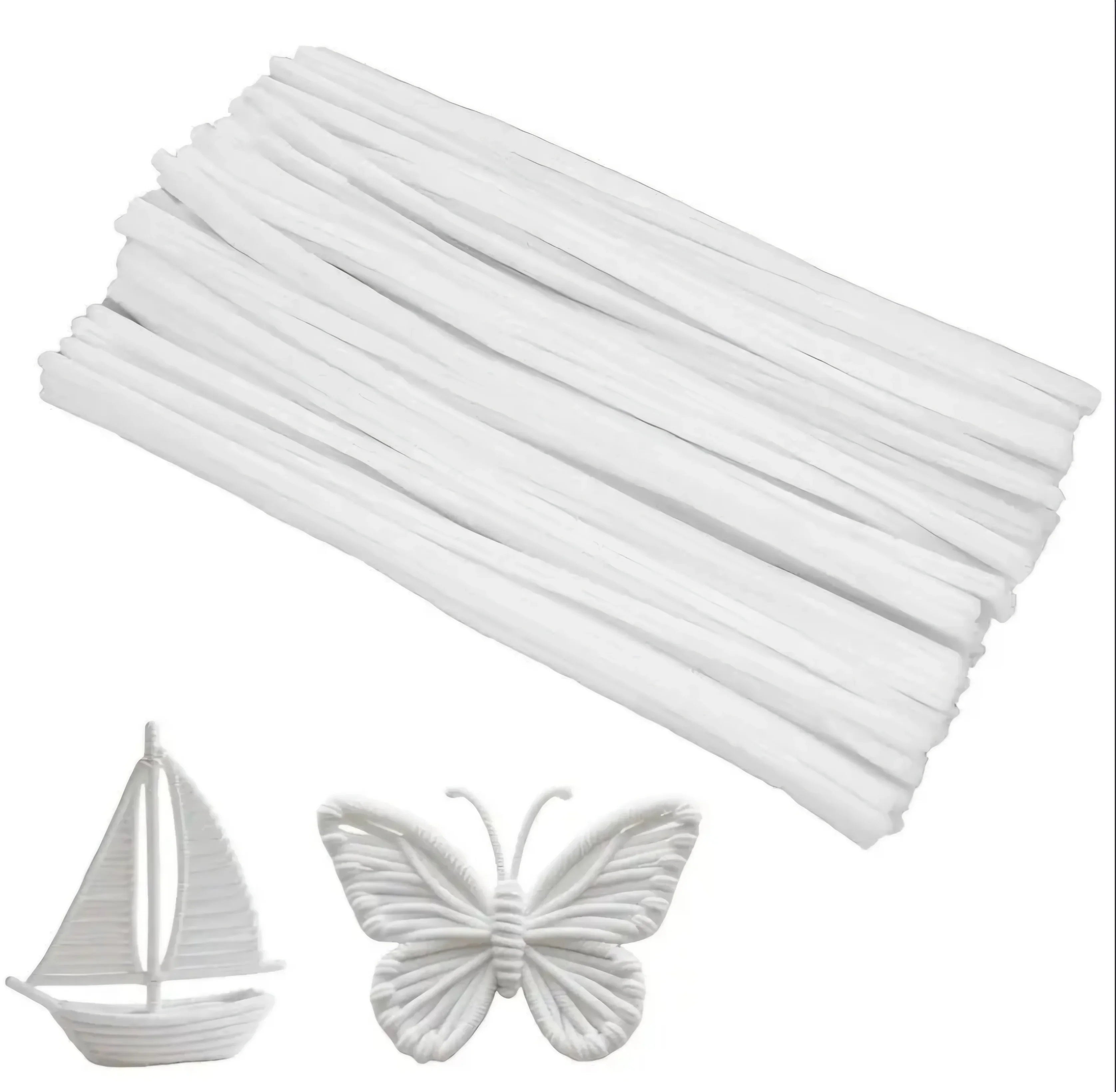 Chenilledraht / Biegeplüsch weiß - Bastelschachtel - Bastelzubehör - 