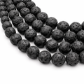 Lavastein Perlen schwarz natürlich 12mm