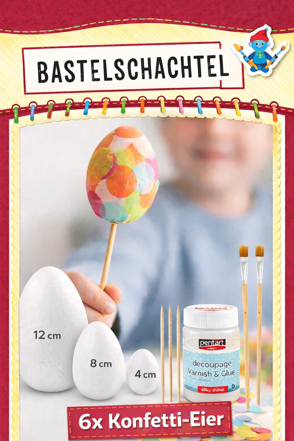 Bunte Konfetti Eier Kinder Bastelset
