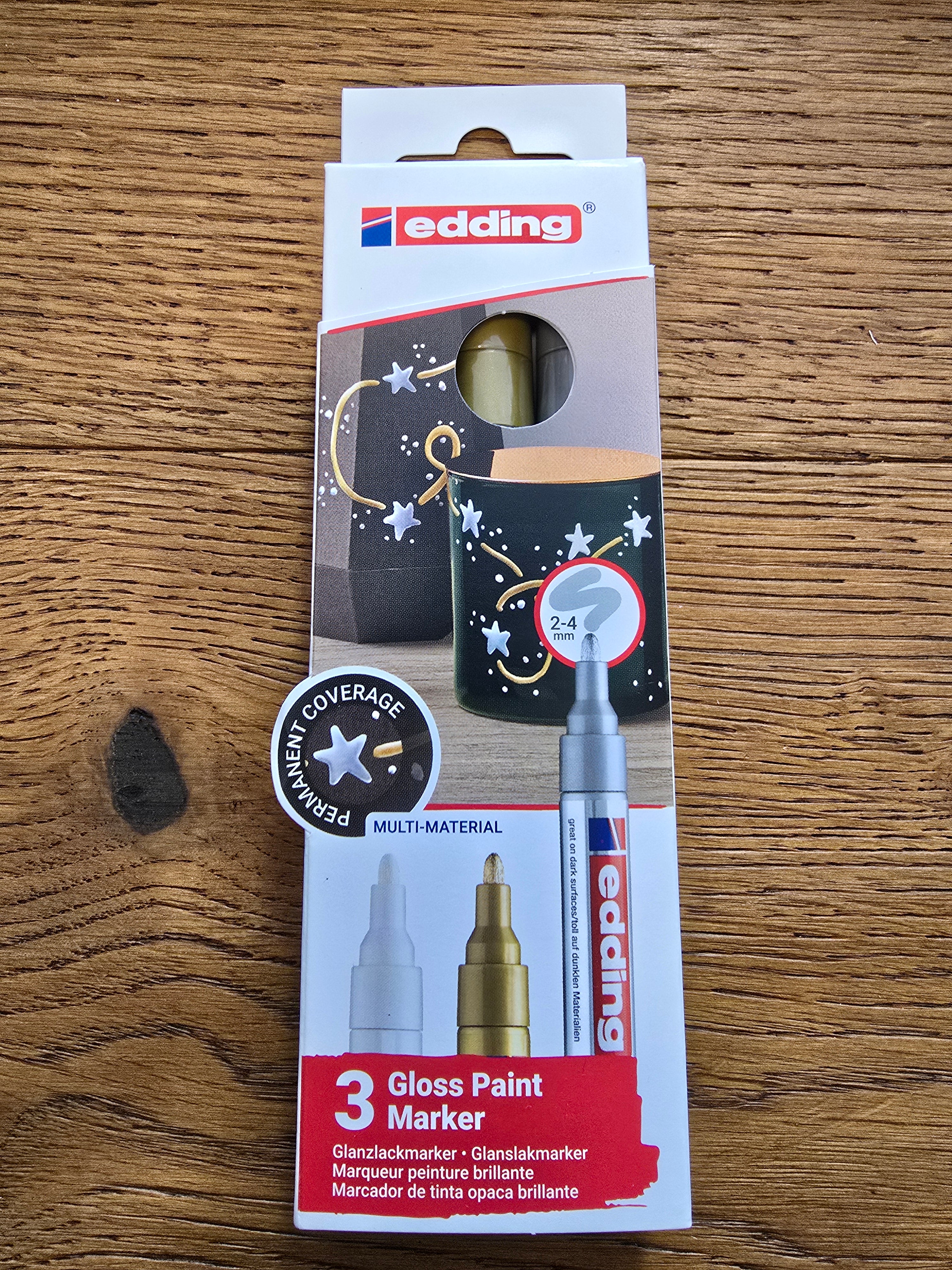 Edding 750 Glanzlackmarker Set weiß/silber/gold