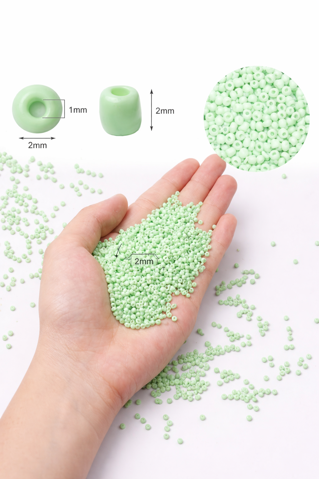 Rocailles Glasperlen 2mm hellgrün