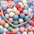 Holzperlen - gerillt pastell - Bastelschachtel - Holz Produkte/ Set - 