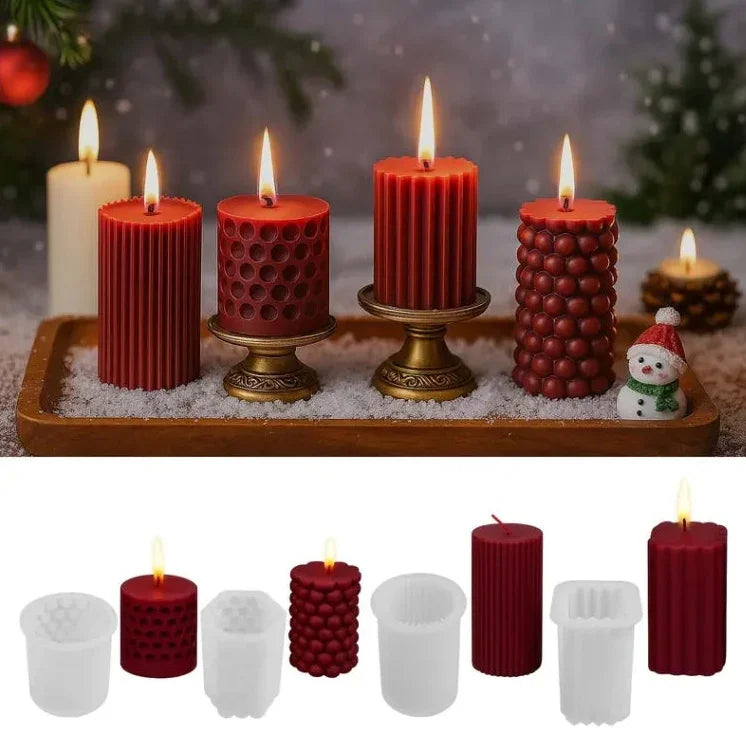 Silikonform Kerzen gießen 4er Set - Bastelschachtel - Bastelset - 