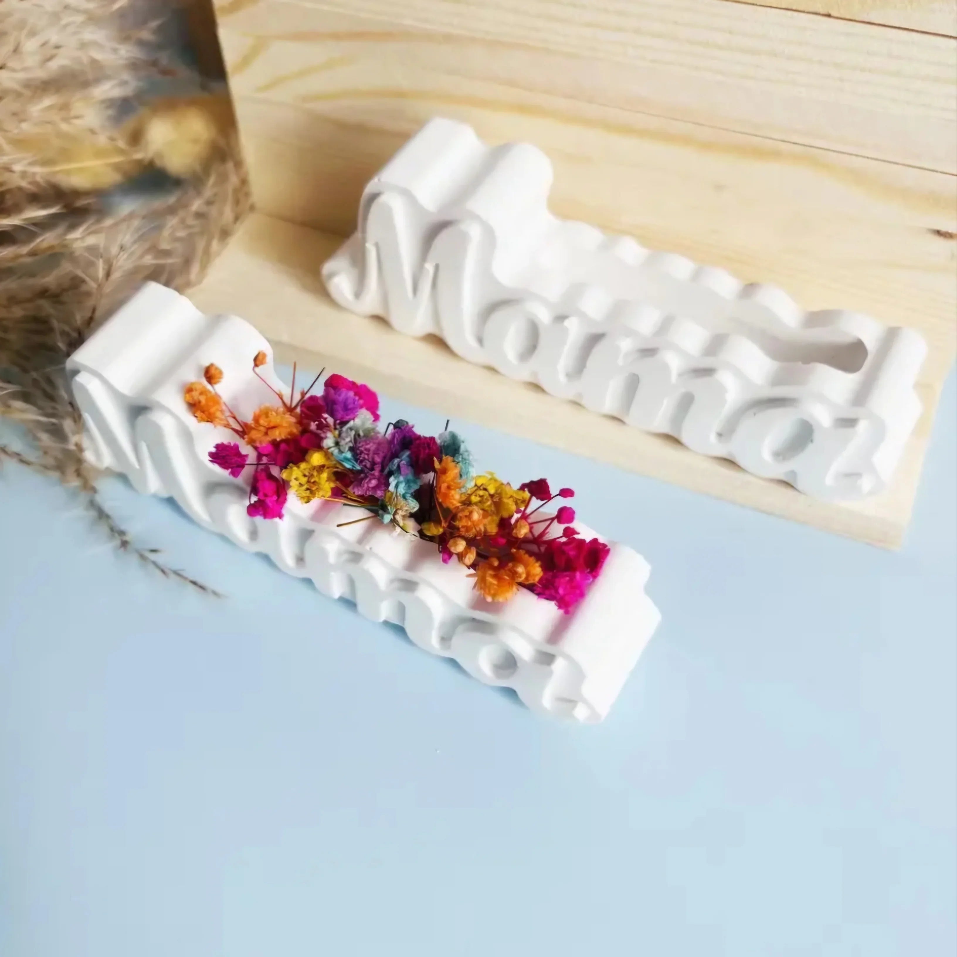 Silikonform - Mama mit Blumenfach - Bastelschachtel - Präge/ Gieß/ Silikonformen - 