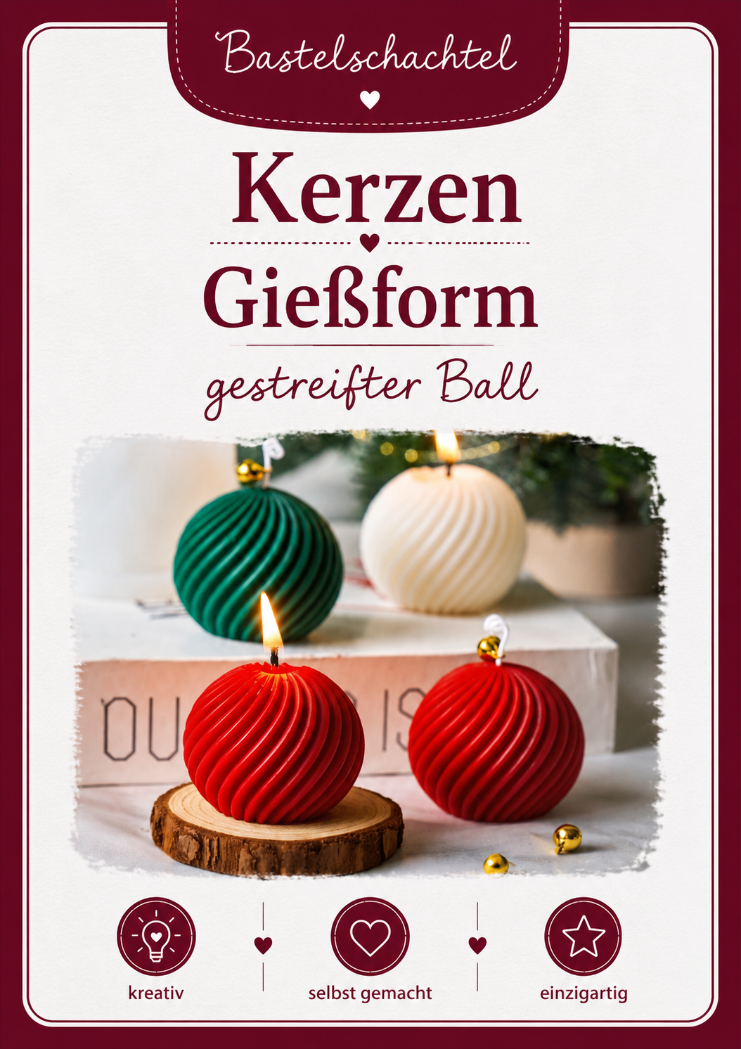 Silikonform Kerzen gießen gestreifter Ball