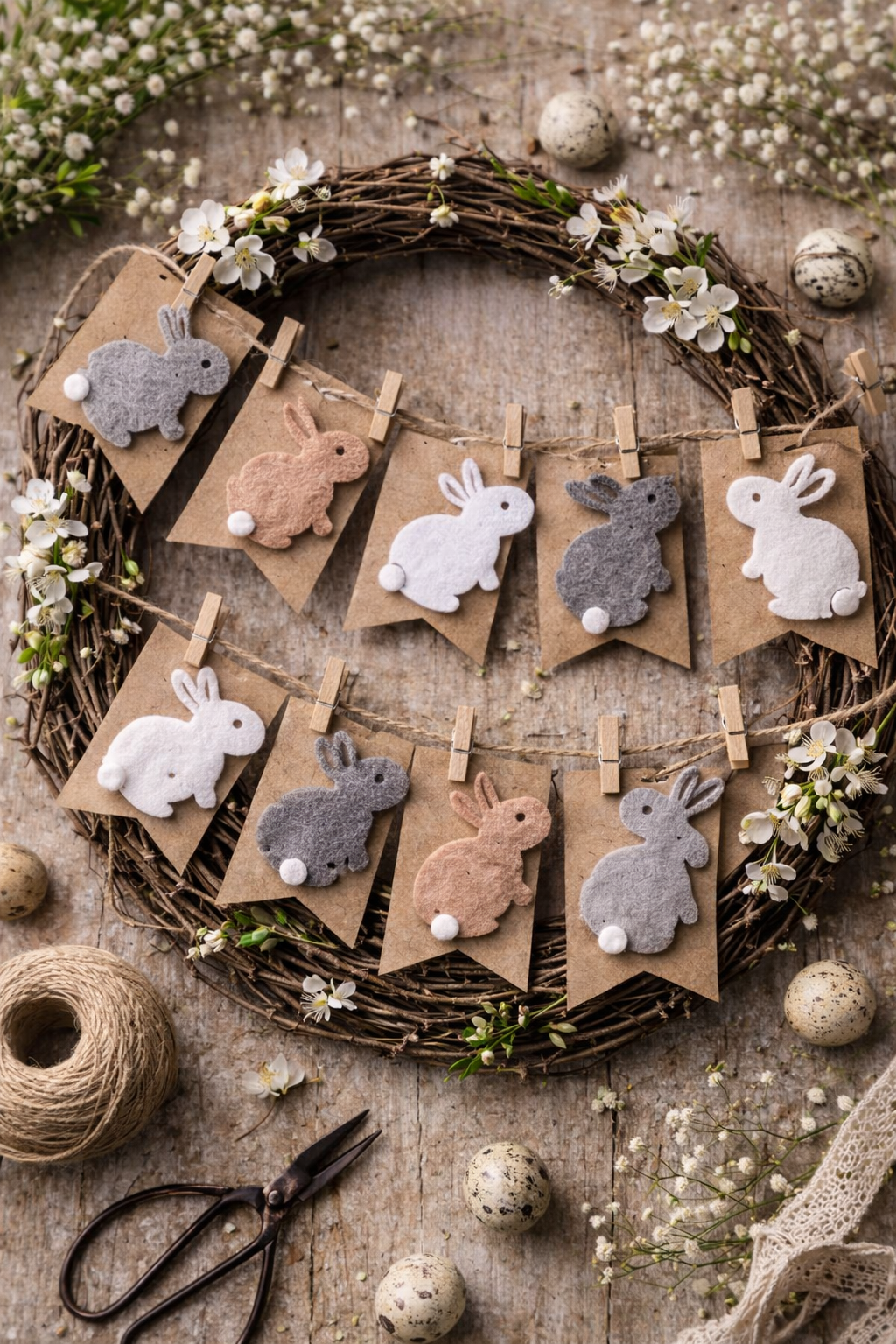 Bastelfilz Figuren - Sitzender Hase 12er Set