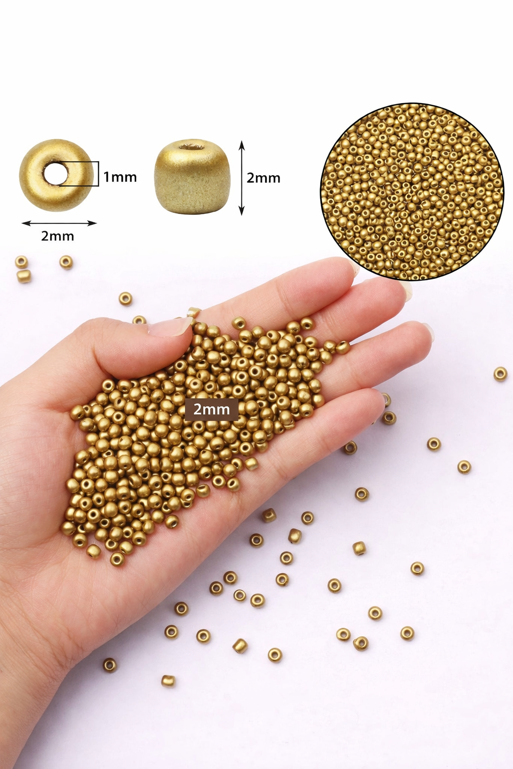 Rocailles Glasperlen 2mm gold