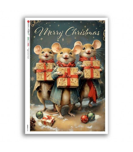 Reispapier Maus Weihnachten A5 oder A4