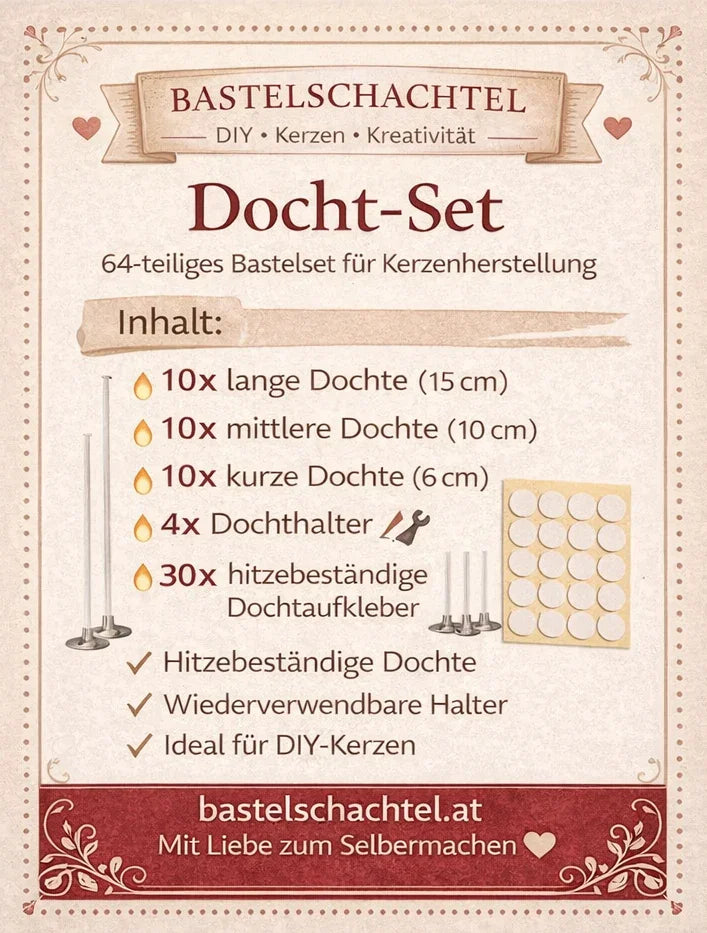 Dochtset 64 Teile - Bastelschachtel - Bastelset - 