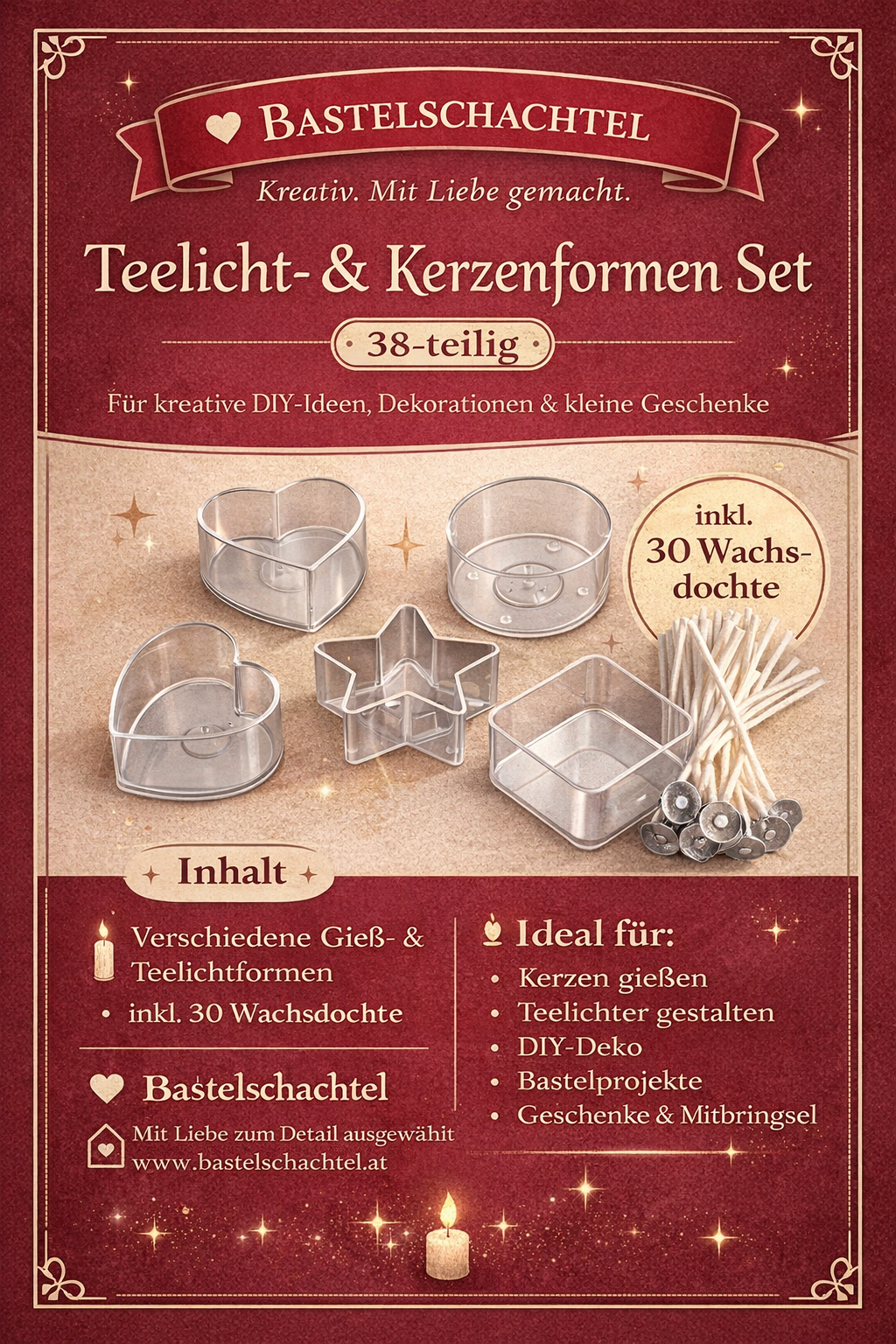 Kerzengießset Teelichter klein 36 Teile