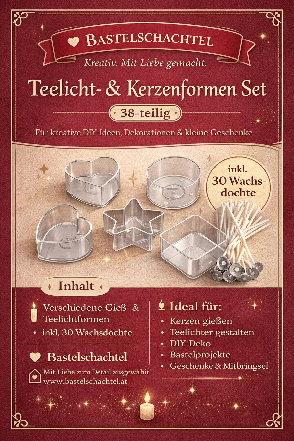 Kerzengießset Teelichter klein 36 Teile - Bastelschachtel - Bastelset - 