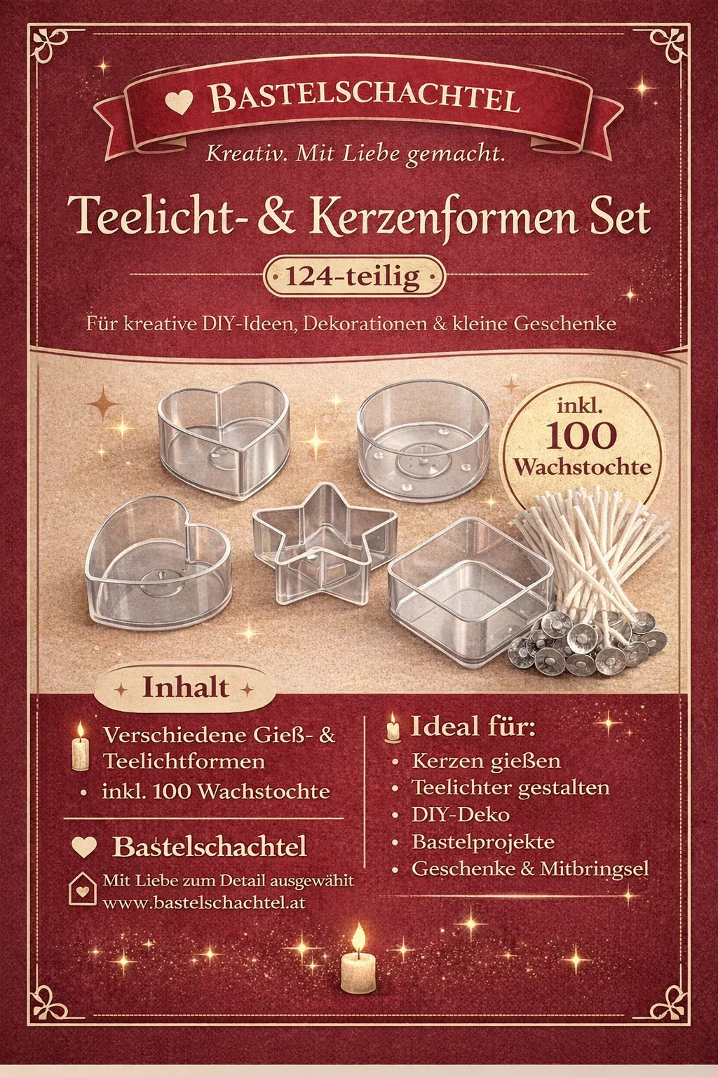 Kerzengießset Teelichter groß 124 Teile - Bastelschachtel - Bastelset - 