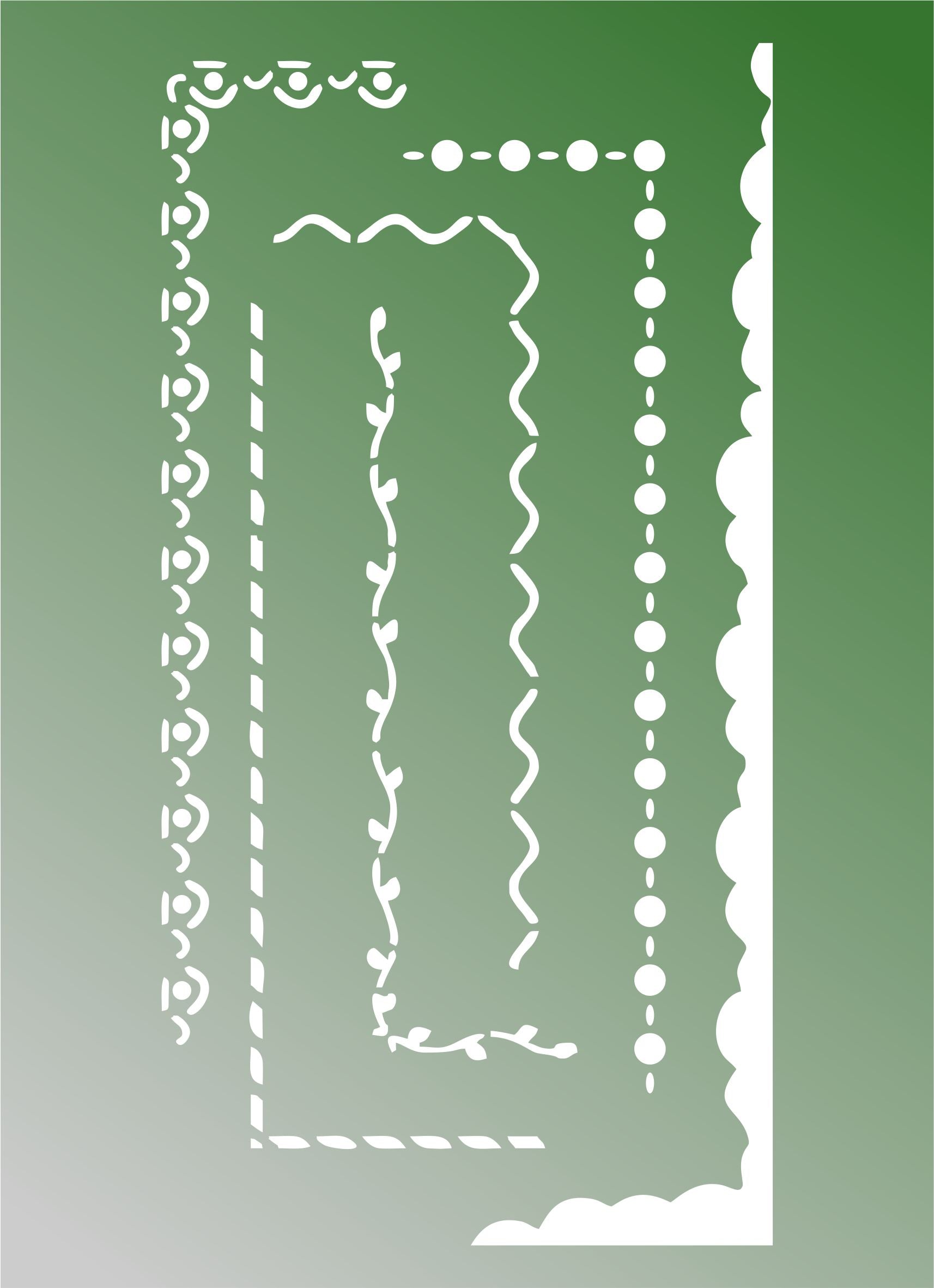 Schablone 14,5x20cm - Create happiness, borders 1. - Bastelschachtel