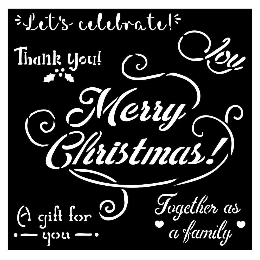 Schablone 18x18cm - Merry Christmas - Bastelschachtel